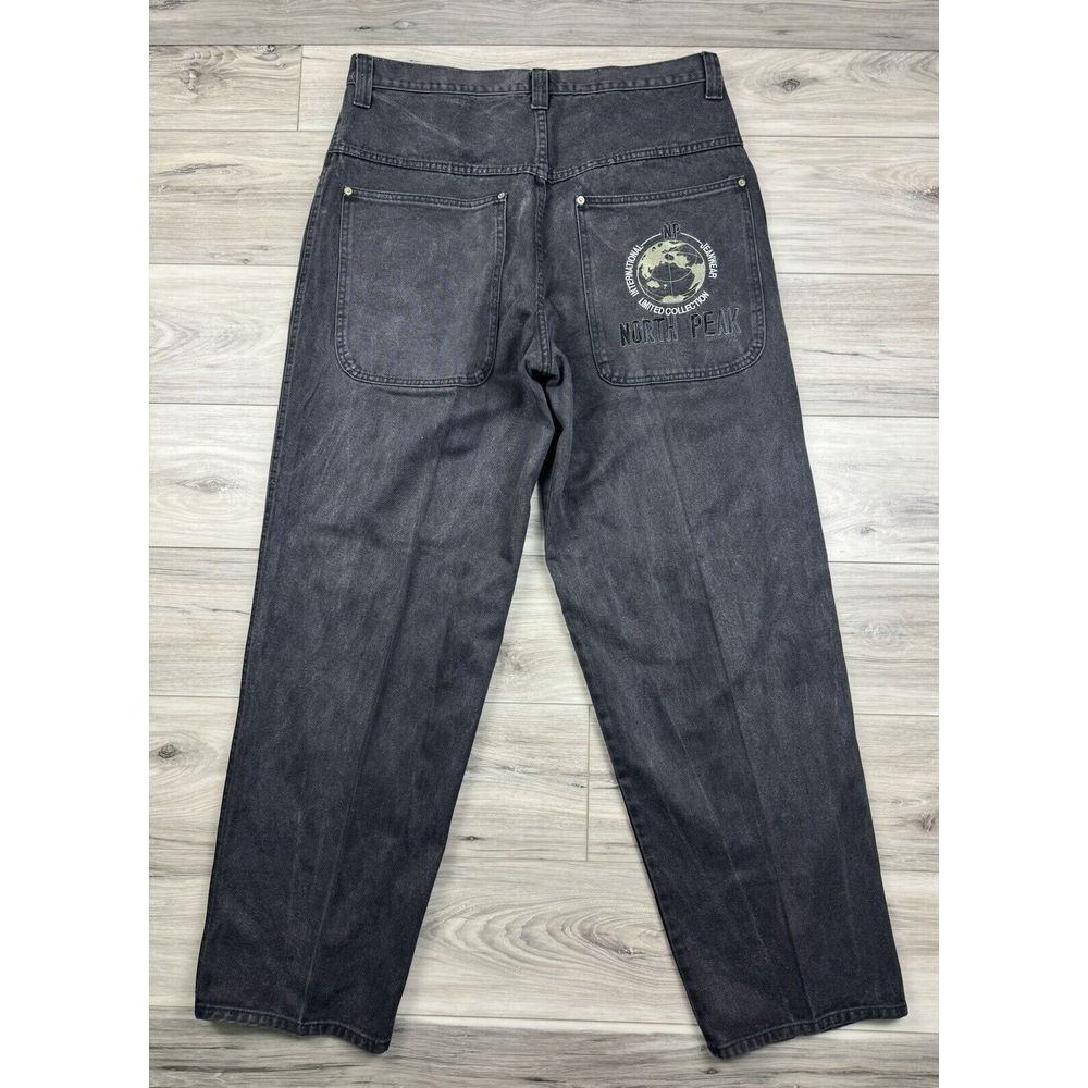 Vtg North Peak Jeans Sz 38x34Denim Baggy Wide Leg Skater Y2K Rave JNCO Embroider